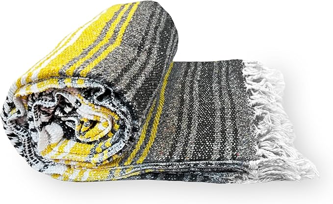 AM Yellow Falsa Blanket Camping Authentic Mexican Comfort