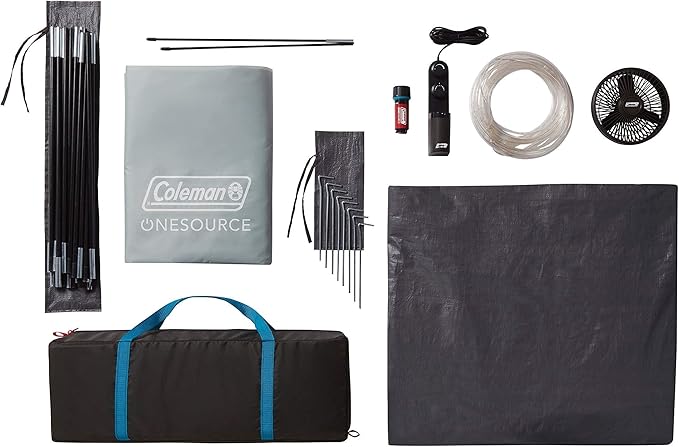 Coleman OneSource Rechargeable 4/6 Person Camping Tent with Airflow System &amp LED Lighting Includes Rainfly Tent Fan Lights and Interchangeable Battery Pack Easy Setup Tent for Camping