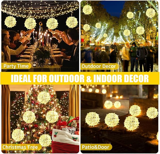 Christmas String Lights Outdoors4 Pack 7.98 Sphere Ball Tree Garden Globe Lights for Home Party Christmas Porch PatioWedding GardenTree Decoration with Memory Function Plug