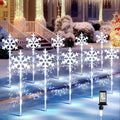 10 Pcs Christmas Snowflake Pathway Stake Lights for Outdoor Yard 370 Bright LEDs Waterproof Large Christmas Snowflake Light Decoration for Garden Lawn Driveway Walkway Decor(Cool White)