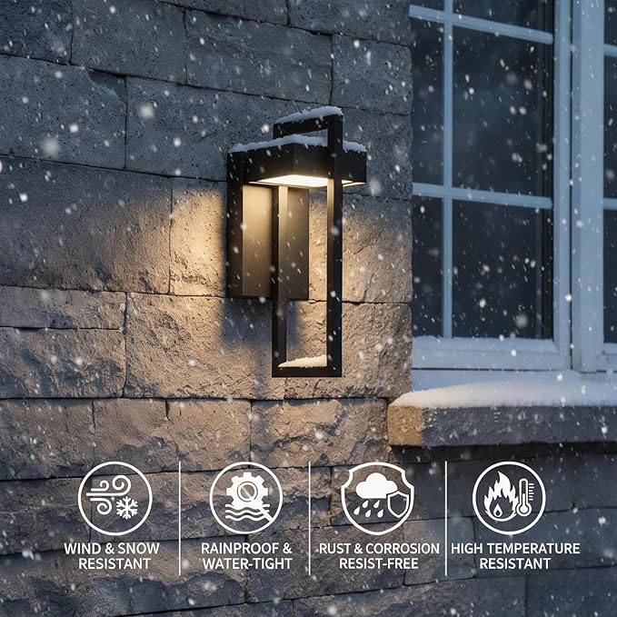 Black Outdoor Wall Light Hardwired 13.8 Modern Outdoor Wall Sconce  Dimmable Adjustable Light 2700K–6500K Waterproof Exterior Wall Light for Porch Front Door GarageWall Mount Lights With Remote