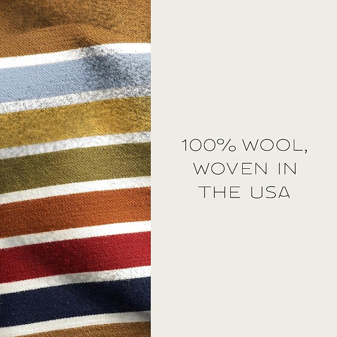 Pendleton National Park Blanket Queen 90 x 90 - 100% Wool Soft and Durable Throw for Home &amp Outdoor Adventures Iconic Park Stripes Collectible Keepsake - Crater Lake Navy