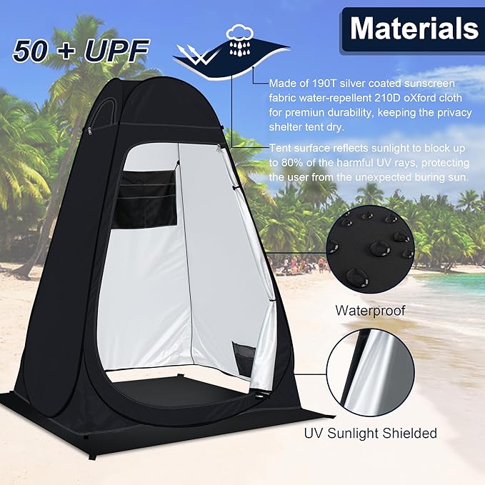 Pop Up Privacy Shower Tent Camping Portable Toilet Tent Outdoor Changing Porta-Potty Camp Bathroom Dressing Room Instant Privacy Shelters for Hiking Beach Picnic Fishing Extra-Tall