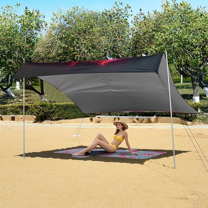 Flame HorseCamping Sun Shelters 9.2 x 10.5 FT Beach Canopy Tent Sun Shade with Carrying Bag for Camping Trips Fishing Backyard Fun or Picnics 21341071