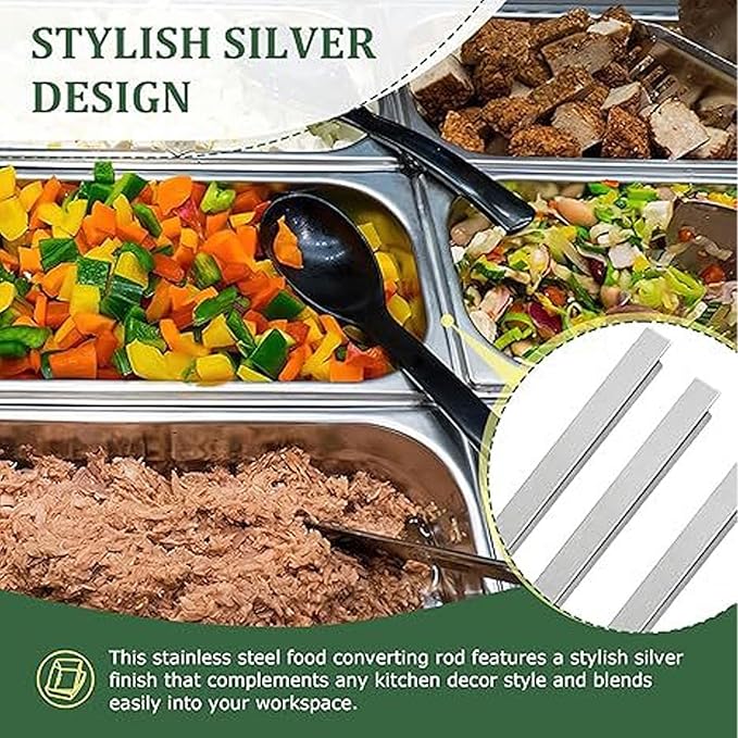 Aramox Stainless Steel Adapter Bar 32cm/12.6 Inch Food Divider for Restaurant Kitchen Steam Table Divider 8 Pieces