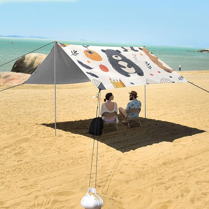 Bears and School Items Camping Sun Shelter Beach Tent Portable Beach Sun Shade Outdoor Canopy for Camping Trips Fishing Picnic
