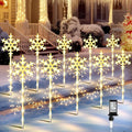 10 Pcs Christmas Snowflake Pathway Stake Lights for Outdoor Yard 370 Bright LEDs Waterproof Large Christmas Snowflake Light Decoration for Garden Lawn Driveway Walkway Decor (Warm White)