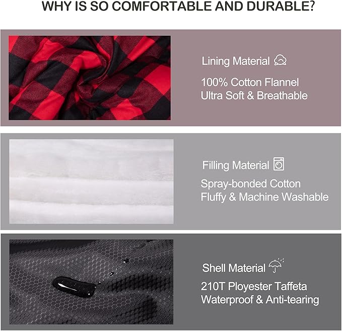 Cold Weather Sleeping Bag 100% Cotton Flannel XXL for Adults Big and TallFree Compression Sack