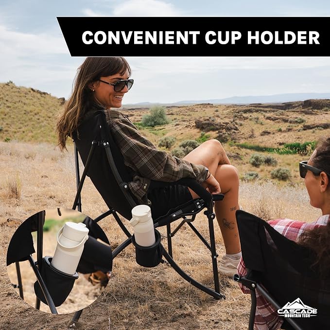 Cascade Mountain Tech Heavy Duty Folding Camp Chair Black