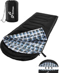 Sportneer 0 Degree Sleeping Bag for Cold Weather XL Winter Sleeping Bag for Adults Flannel Lined Camping Sleeping Bag 32°F–59°F Rated 87 x 33.5 4.4 lbs Detachable Hood Compression Sack
