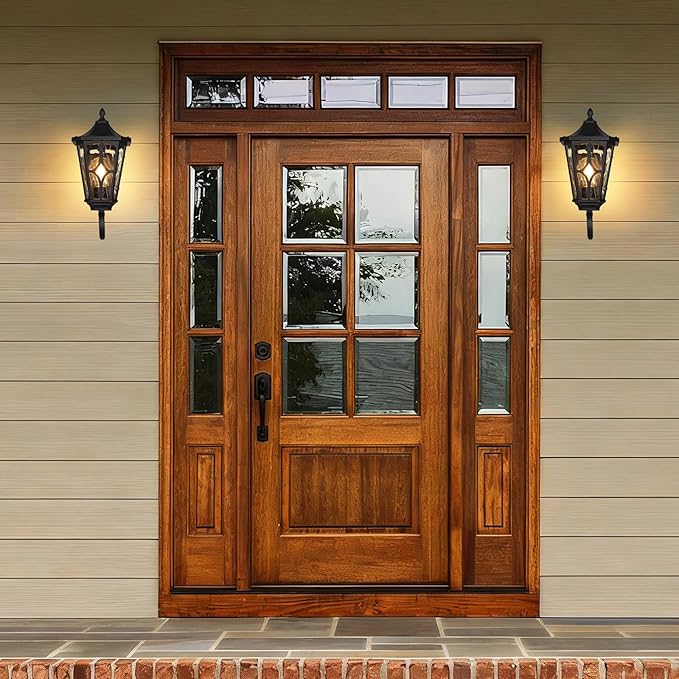 14 Outdoor Wall Light FixturesExterior Waterproof Wall Lantern Porch Sconces Lighting with E26 Socket &amp Water Ripple Glass ShadesMatte Black Outside Wall Lantern Light for House Front Door Gar
