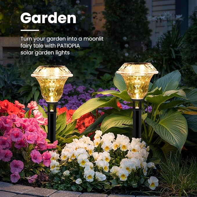 Solar Pathway Lights Garden Decor for Yard Solar Garden Lights for Outside Waterproof Landscape Lighting Garden Decorative for Walkway Driveway Yard Landscape Lawn (8 Pack Warm White)
