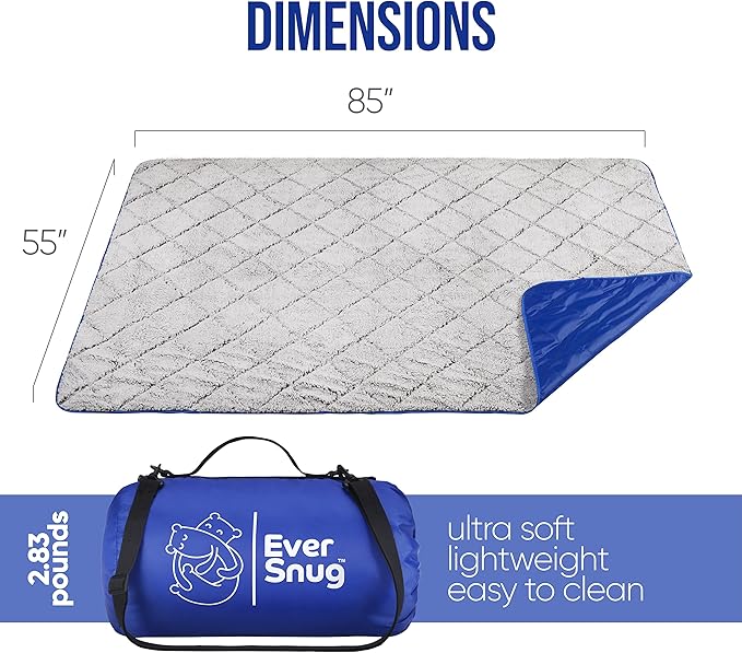 EverSnug Sherpa Waterproof Camping Blanket - Extra Thick and Warm Large Sherpa Fleece Outdoor Blanket for Camping Picnics Beaches Stadiums Pets - Washable and Windproof for Cold Weather (Blue)