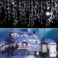 Minetom Icicle Lights for Outside 100Ft 832 LED White Christmas Lights with 156 DropsChristmas Icicle Light with Remote and Timer for House Roof Pure White