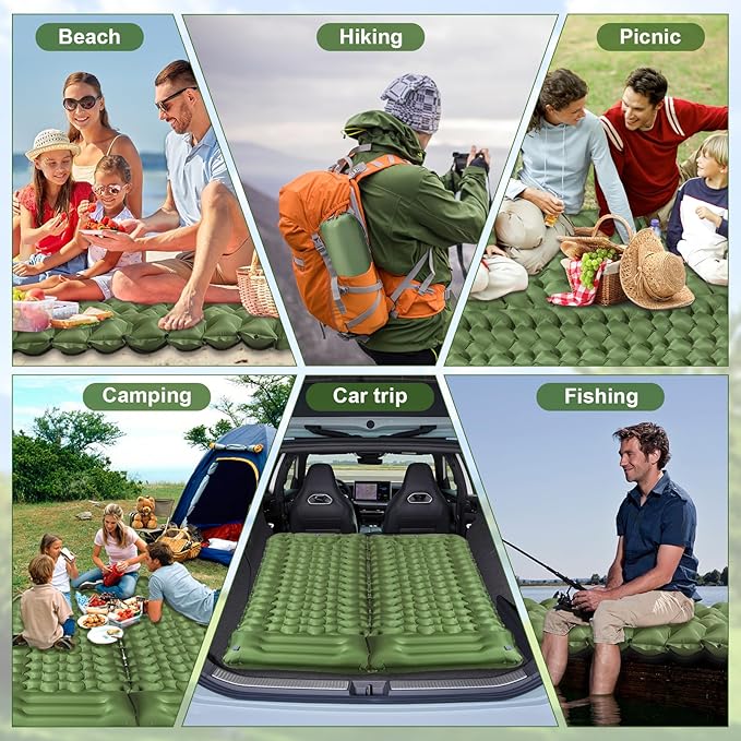Ultralight Air Pad: 1.9lbs Camping Mattress with Pillow &amp Foot Pump - 4 Thick with One-Second Deflation for Easy Backpacking