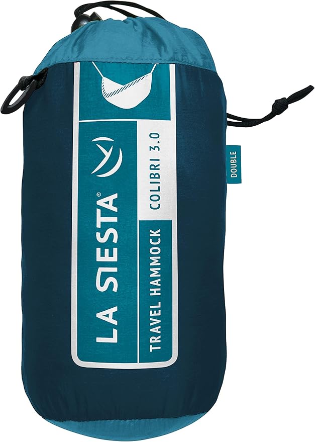 LA SIESTA Colibri 3.0 Outdoor Hammock &amp Tree Straps - Camping for Outside Hiking Travel Backpacking - Portable Breathable Nylon Tree Hammock for 2 Person - Double River