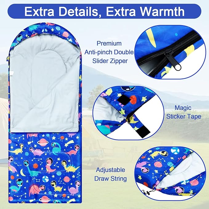 Camping Sleeping Bag for Kids 3 Season Warm Cool Cold Weather Waterproof Sleeping Sack for Boy Girl with Carry Bag Adult Travelling Outdoor Camping Gear Equipment