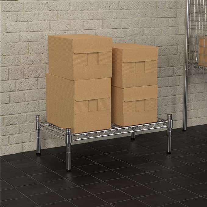 14 x 24 NSF Chrome Wire Stationary Dunnage Storage Rack with 8 Posts Ideal for Commercial Kitchen Home Garage Warehouse Shelters