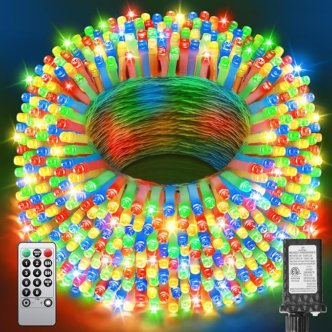 355FT Multicolor Christmas Lights Outdoor900 LED Extra Long String Lights Waterproof Timer &amp Memory 8 Modes Dimmable Plug in Fairy Lights for Tree Patry Holiday Indoor Decorations