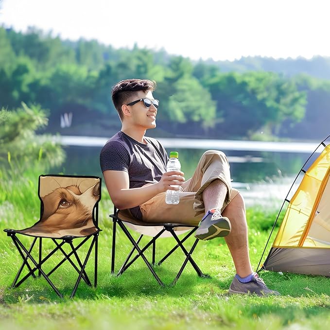 Serious Dog Portable Camping Chairs Folding Chair - Durable Oxford Fabric Lightweight Iron Frame Easy Fold Design - Ideal for Outdoor Activities Camping Fishing and Travel