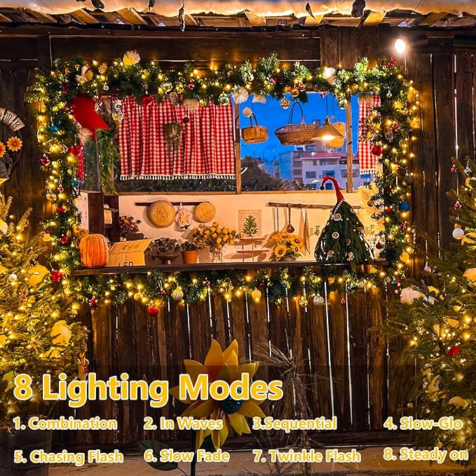 QITONG 500LED Warm White Christmas Lights 165ft Christmas String Lights Outdoor Waterproof with Plug in Green Wire Twinkle Lights Indoor with 8 Modes