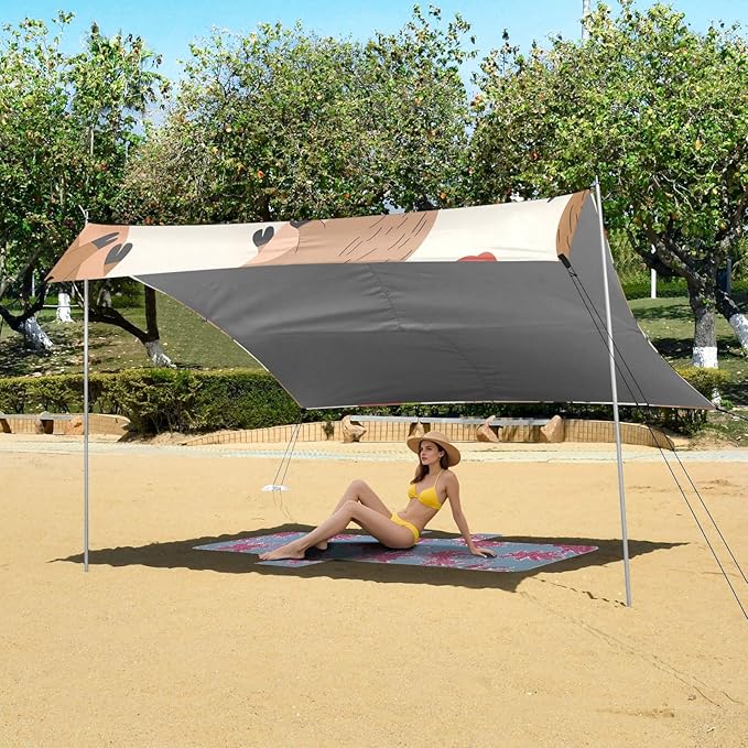 Capybara Green Apple Camping Sun Shelter Beach Tent Portable Beach Sun Shade Outdoor Canopy for Camping Trips Fishing Picnic