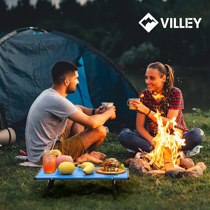 VILLEY Portable Mini Folding Beach Table Ultralight Aluminum Side Table with Carry Bag for Camping Picnics and Outdoor Activities