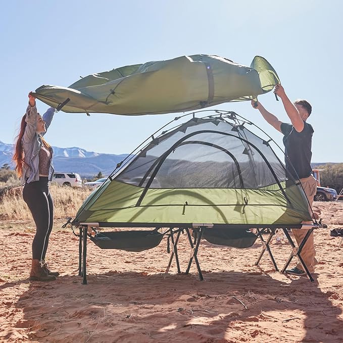 Teton Outfitter Camping Cot Heavy-Duty Oversized Folding Cot for Adults Comfortable Elevated Sleeping Bed Easy Setup