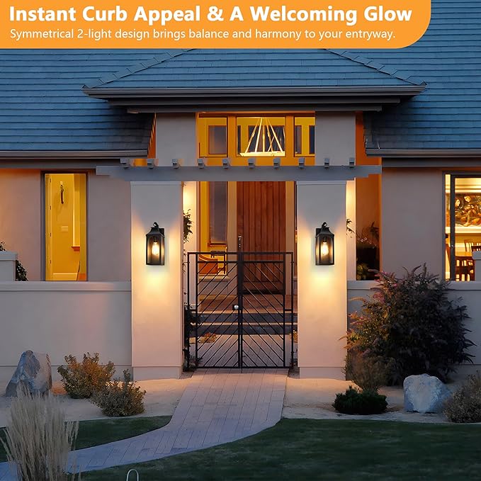 13 Outdoor Wall Light FixturesMatte Black Exterior Light Fixture with Clear Glass LampshadeAnti-Rust Waterproof Outdoor Sconce Lights Porch Lights for EntrywayPatioGarage