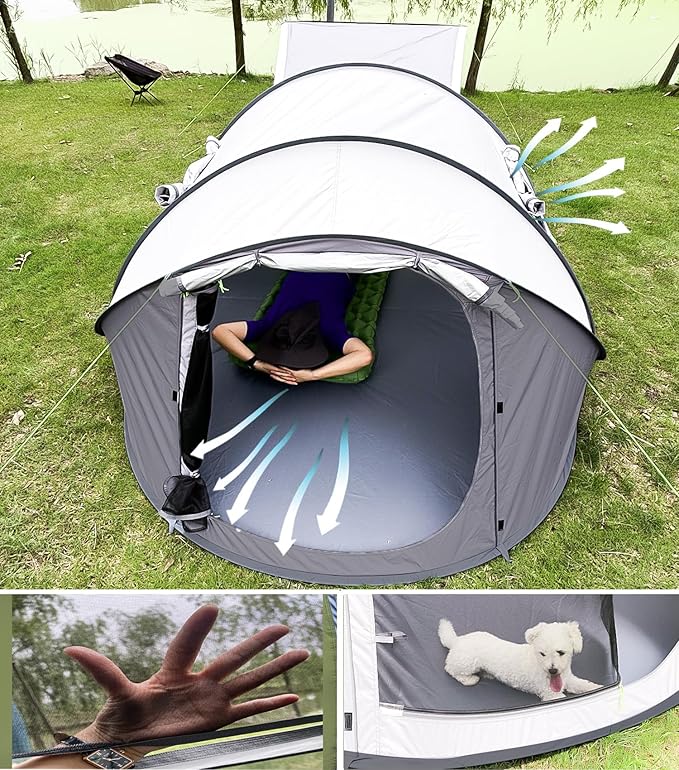4 Person Easy Pop Up Tent Waterproof Automatic Setup 2 Doors-Instant Family Tents for Camping Hiking &amp Traveling