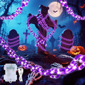 Battery Operated Halloween Lights 10.5FT 175 LED Plastic Chains Lights 8 Modes Waterproof Timer String Light for Skeleton Dog Creepy Costumes Accessories Spooky Outdoor Decorations(Purple)