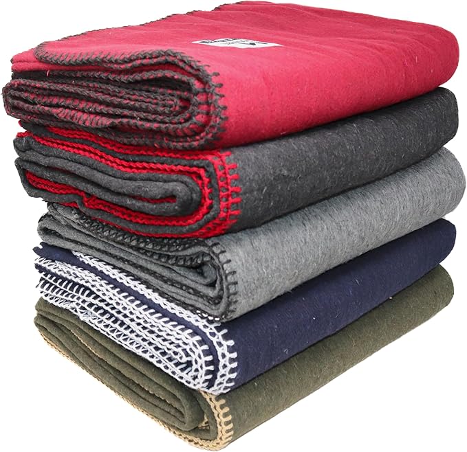 M MCGUIRE GEAR Heavy Duty Wool Blanket Survival Emergency and First Aid Use – Mil-Spec Fire Retardant Durable Outdoor Wool Blankets for Camping. - Maroon (64 x 90 inches)