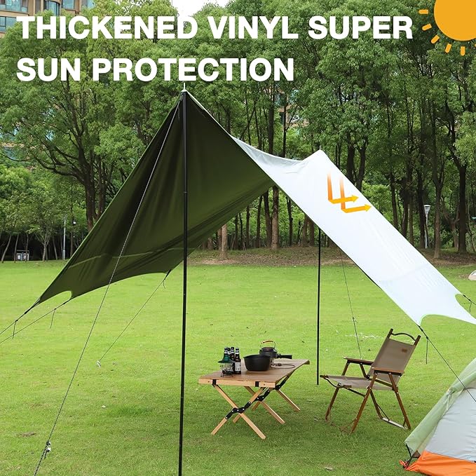 Camping Tarp with Poles Hammock Rain Fly Waterproof &amp Lightweight Tent Tarp Car Awning Sun Shelter Canopy Camping Tent Canopy for Outdoor Party Picnic