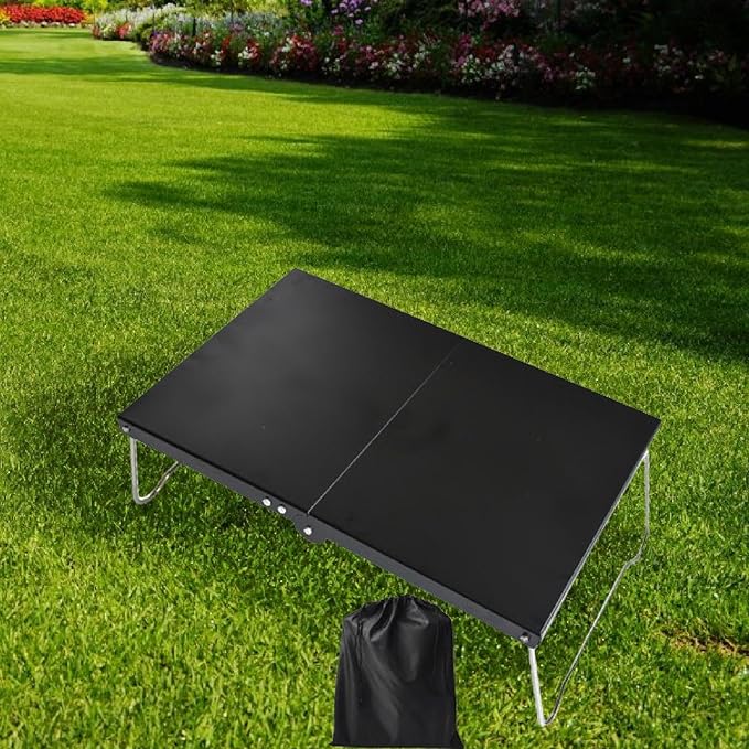 Mini Folding Camping Table with Carrying Bag Portable Lightweight Foldable Beach Table Outdoor Furniture for Garden Backyard Black