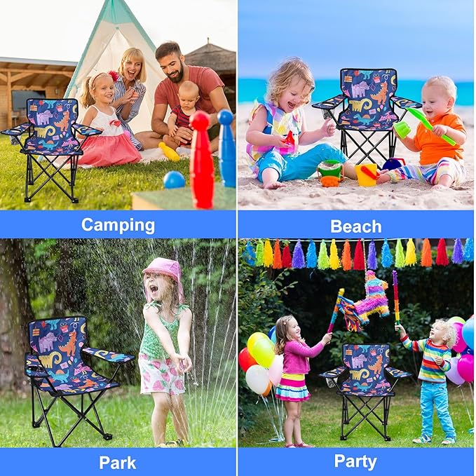 KABOER Kids Outdoor Folding Lawn and Camping Chair with Cup Holder and Carrying Bag Children's Camping Chairs