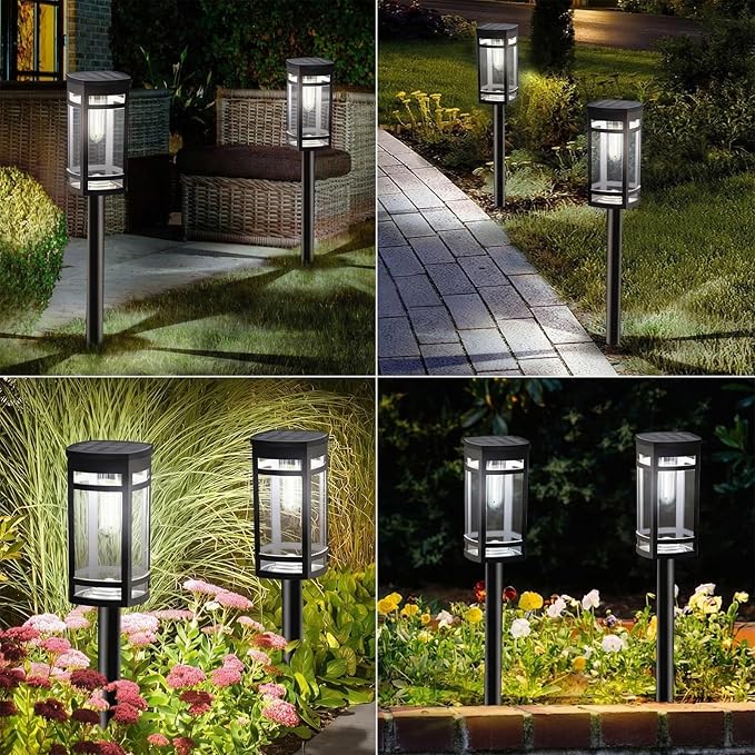 EXCMARK 8 Pack Solar Lights Outdoor Waterproof for Garden Pathway Walkway Driveway Yard Lawn Decorative Landscape Lighting. (Cool White Light 8)