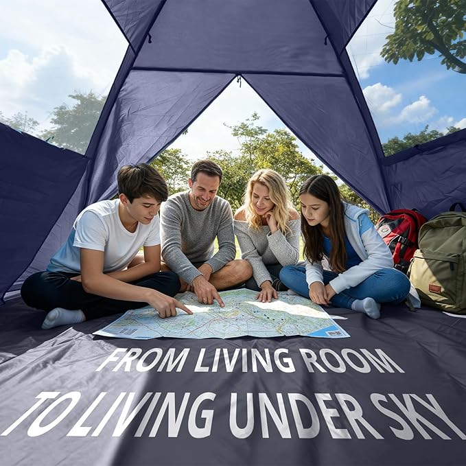 CAMEL CROWN Beach Tent UPF 50+ Sun Shelter for 2/3/5/6 Person Lightweight Portable Sun Shade with Sand Anchor Family Beach Day &amp Outdoor Adventures
