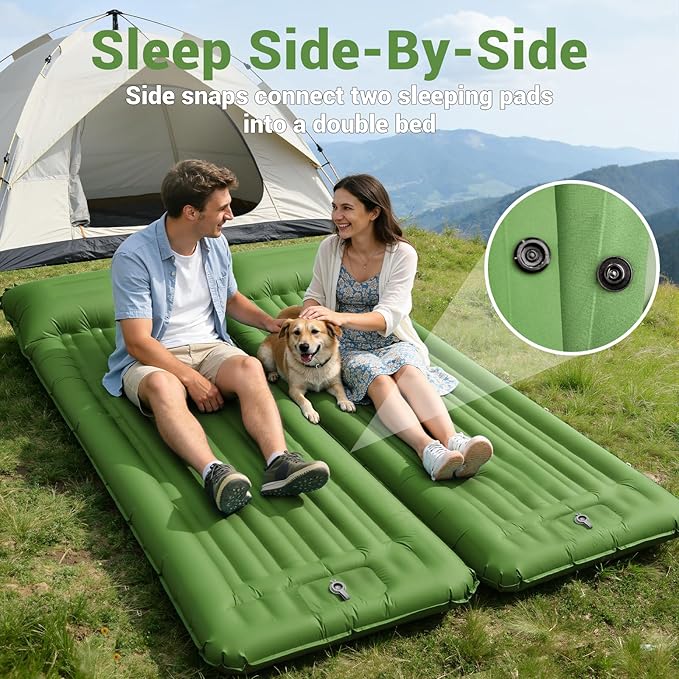 Sleeping Pad for Camping 4.7 Thick Inflatable Sleeping Mat with 8 in Pillows &amp Built-in Foot Pump Self Inflating Air Mattress Mat for Tent Hiking Essentials Gear