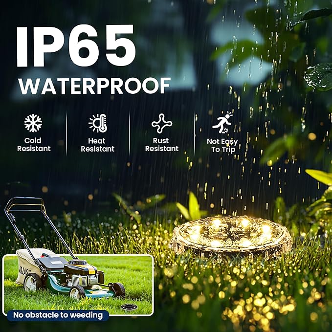 SOLPEX Solar Ground Lights 20 Pack Solar Pathway Lights Outdoor Waterproof Landscape Lighting for Garden Walkway Driveway Yard Deck Patio Swimming Pool (Warm White)