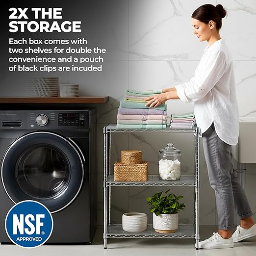 NSF Approved Heavy Duty Chrome Wire Shelf | 30 x 21 | Adjustable Metal Storage Shelf for Kitchens Utility Rooms Storage Offices &amp Home