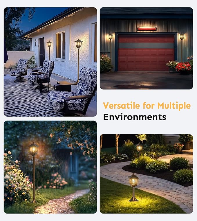 63 Solar Lamp Post Light 2 Pack Solar Light Posts for Outside Waterproof Outdoor Lamps for Patio Backyard Front Porch Decor Warm White Replaceable Bulb