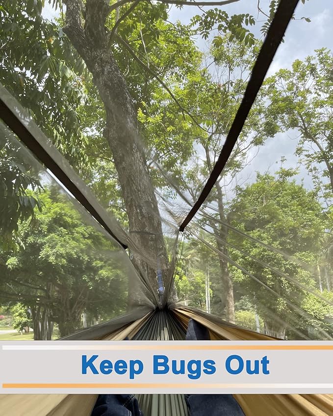 Sunyear Camping Hammock Portable Single &amp Double Hammock with Net 2 Person Hammock Tent with 2 * 10ft Straps Best for Outdoor Hiking Survival Travel
