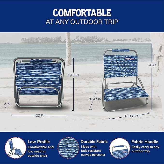 Cabana Beach Folding Beach Chair 1 Position Lightweight and Portable Foldable Outdoor Camping Chair