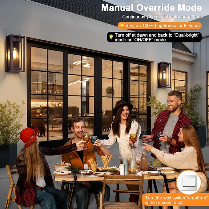 15 Motion Sensor Outdoor Lights 2 Pack Large Bronze Outdoor Light Fixture 3 Lighting Modes Waterproof Anti-Rust Wall Sconces Exterior Lighting Fixtures for Front Door Porch Garage