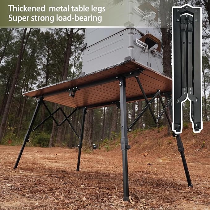 Folding Camping Table Aluminum Heavy Duty Adjustable Height Foldable Table 4FT Max Loads UP 110LBS Lightweight Portable with Carry Bag for Car Travel Indoor &amp Outdoor Picnic BBQ Backyards Beach