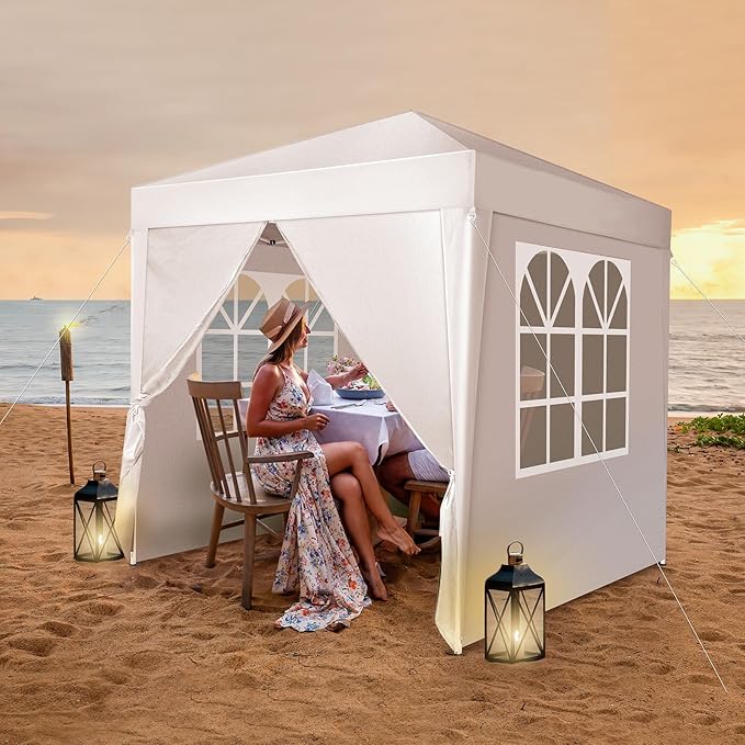 6.5x6.5ft Pop Up Canopy Tent Outdoor Tent Canopy Foldable Portable Canopies for Camping Patio Easy Up Gazebo Canopy with Carry Bag White