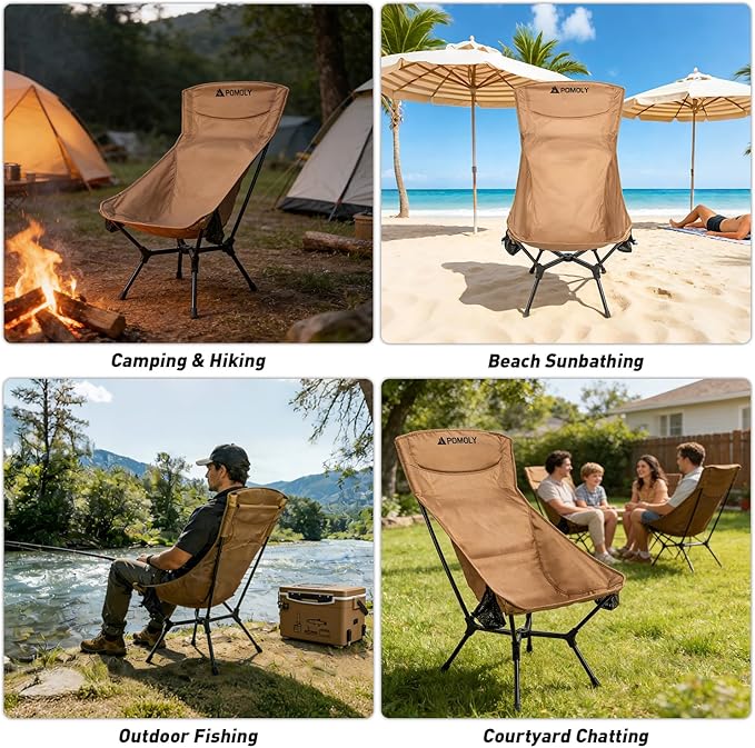 POMOLY Chalet 70 Pro Camping Hot Tent Cabin Tent and Camping High Back Chair