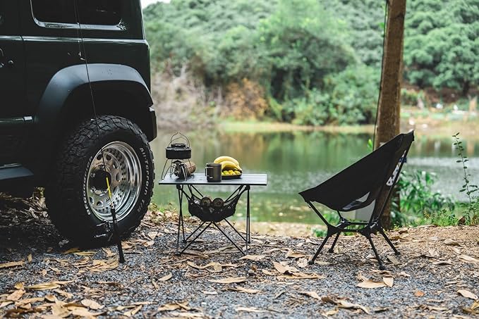 ONETIGRIS Portable Camping Table Lightweight Beach Table with Storage Net &amp Carry Bag Camping Side Table for Outdoor Cooking Hiking Fishing Picnic Travel