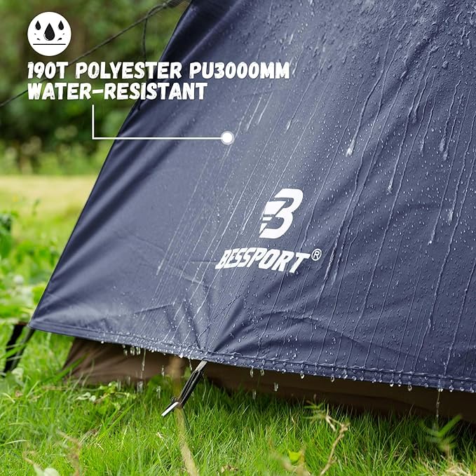 Bessport Camping Tent for 2-3 Person Lightweight Backpacking Tent Waterproof Windproof Two Doors Easy Setup Double Layer Outdoor Tents for 3 to 4 Seasons Suitable for OutdoorHikingCamping