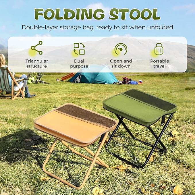 Portable Stool for Mountaineering and Hikin 2026 New Foldable Backpack Stool Turned Into a Satchel Lightweight Stool with Carrying Bag Footstool for Camping Hiking Hunting Fishing (Black-Middle)